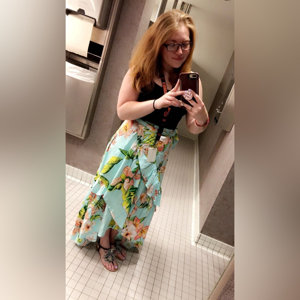 Hawaiian Tropical Floral Wrap High-low Skirt